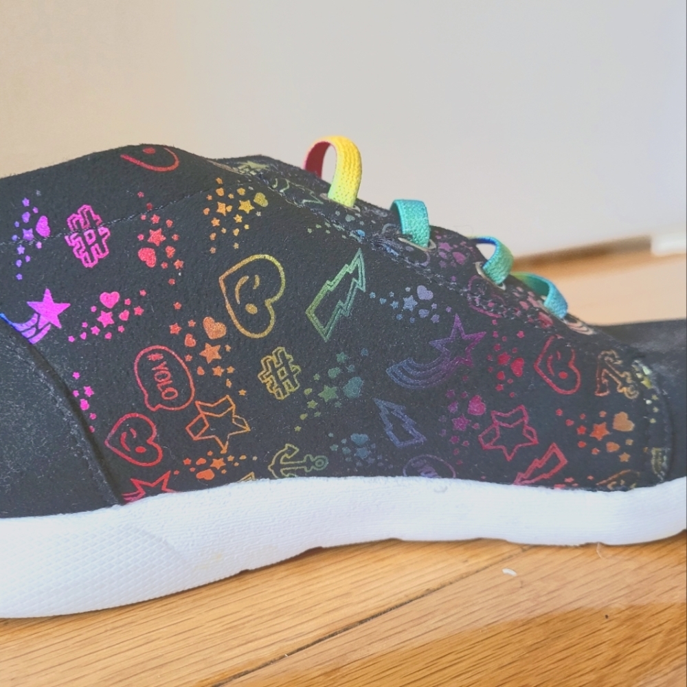 Rainbow  black shoes for school ,for girls